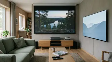 Projektor vs TV illustrert som projektorer hos TVoversikt.no