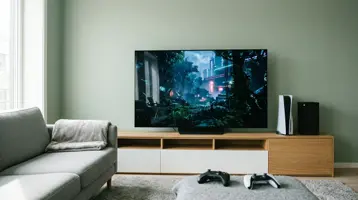 TV til PS5/Xbox illustrert som gaming-tv hos TVoversikt.no